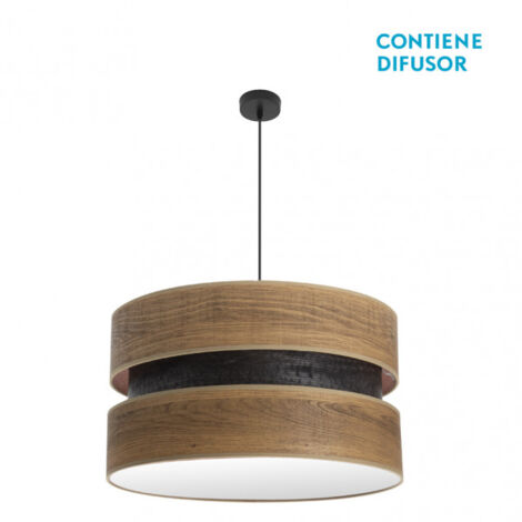 Colgante colet 3xe27 negro/madera oscura regx60x60 cm