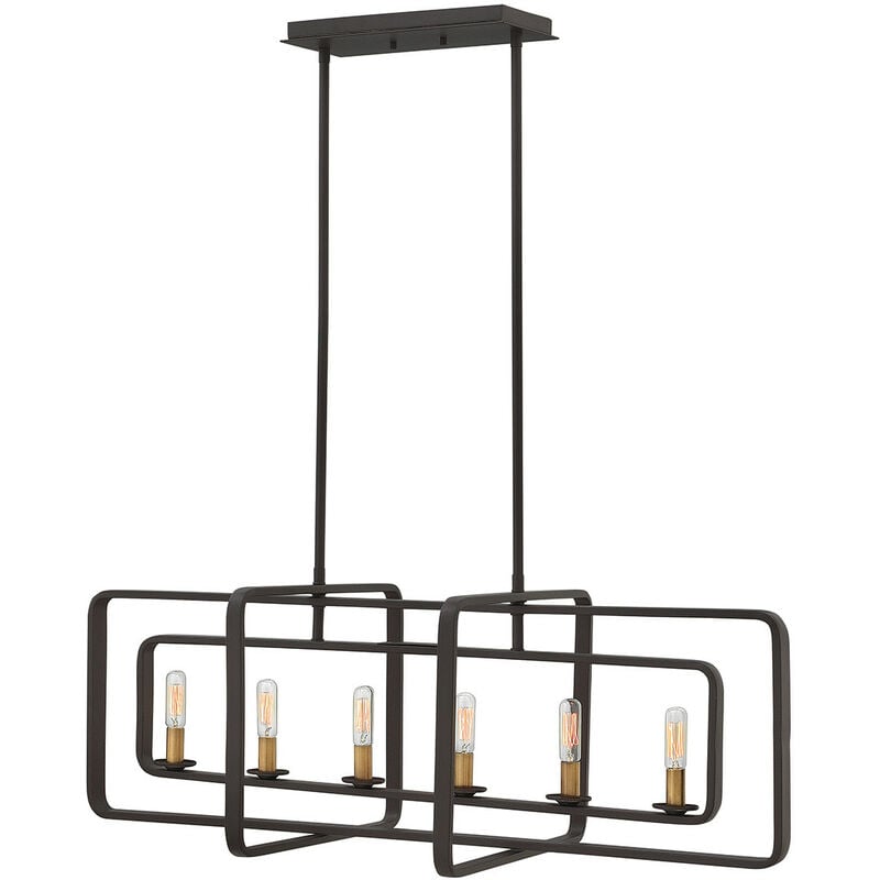 

Quentin - Lámpara colgante con isla de techo de 6 luces, luz de barra, bronce, E14 - Elstead