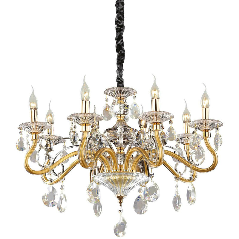

Ideal Lux Negresco - Lámpara de araña de 8 luces, acabado dorado, E14