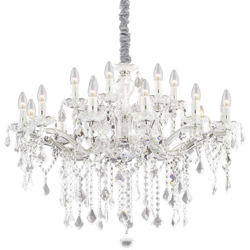

Ideal Lux Florian - Lámpara de araña de cristal de 18 luces con acabado cromado, E14