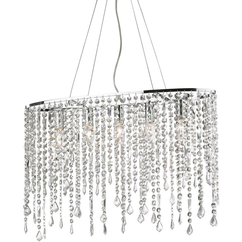 

Ideal Lux Rain Clear - Lámpara colgante de techo grande de 5 luces, cromada, E14