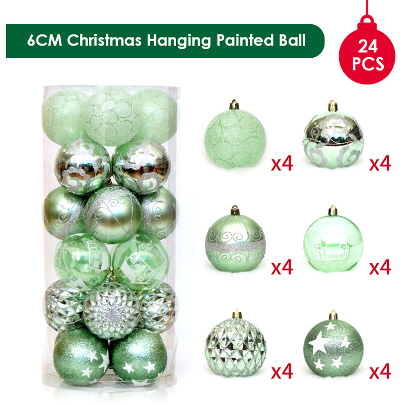 

Colgante de la Navidad pintado Fiesta del arbol de 24Pcs Para Decoraciones de Navidad En Navidad Decoracion Deco Home Party Ball 6cm de uso diario