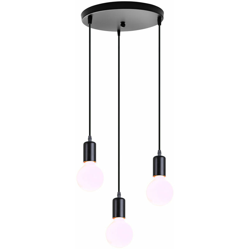 

Lustre Moderna Simple E27 Lámparas de Colgar Estilo Creativo 3 Cabezas Lámpara de Techo Retro para Dormitorio Cafe Bar Office Negro