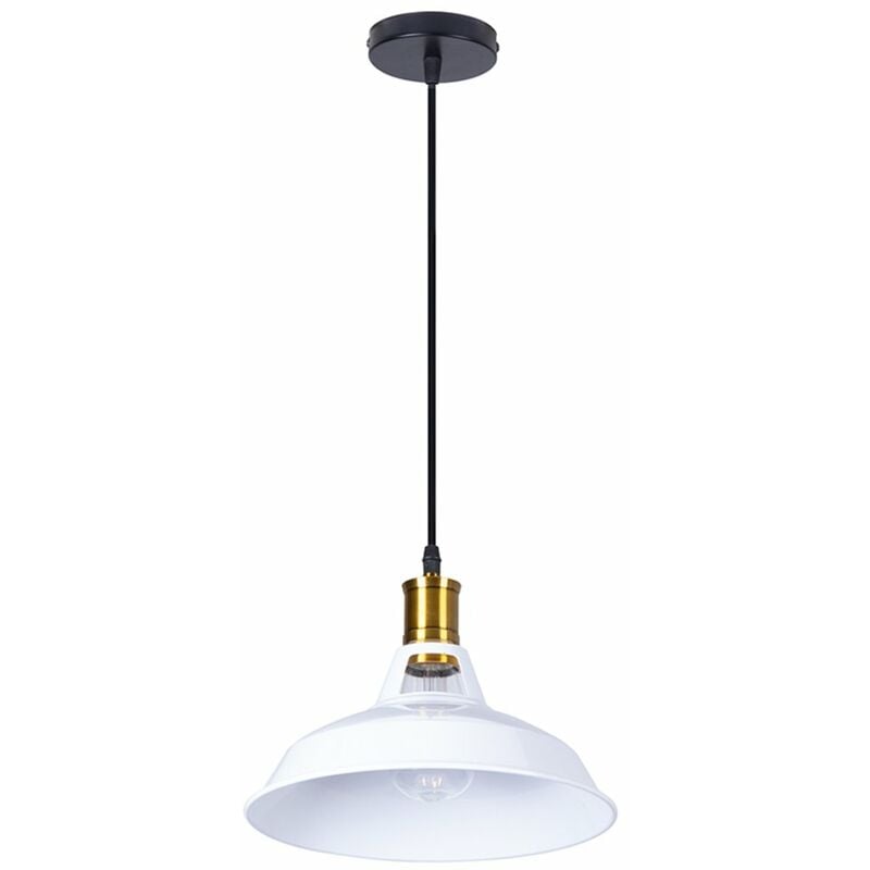 

Colgante de Luz Retro (Blanco) Lámparas de Colgar Vintage Lámparas de Colgar Ø27CM Antigua Lámpara de Techo de Metal Lámparas de Colgar Industrial