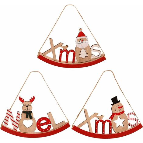 Colgante de madera de bricolaje Decoraciones Madera de alce Papá Noel Etiquetas de regalo Muñeco de nieve para hacer adornos para árboles de Navidad Artesanía de bricolaje Colgante colgante decorativo