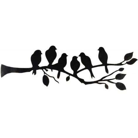 Colgante de pared de metal, decoración de pared de pájaros, hojas y pájaros, escultura de metal, silueta de pájaro, colgante de pared