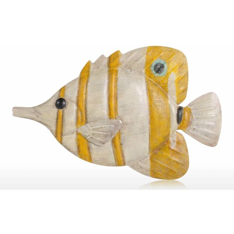 

Tooarts - Colgante de pared de peces, decoracion de pared de hierro, adorno creativo, ajuste de pared artesanal, vida marina colgante de pared,blanco