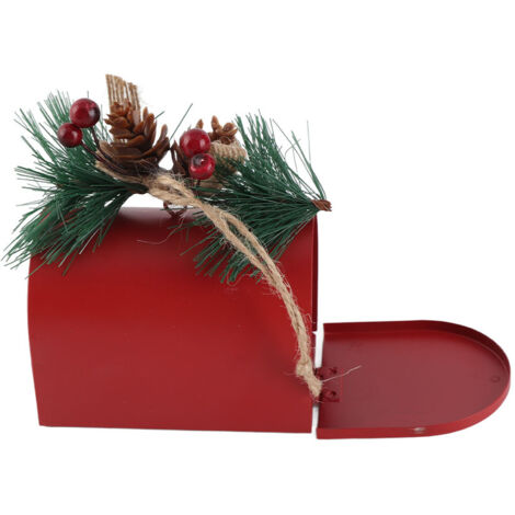【Colgante decorativo】 + Decoración para buzón de correo para el árbol de Navidad + Adorno colgante + Hecho de hierro y plástico rojo, dimensiones 9 x 5,5 x 9 cm, 1 pieza