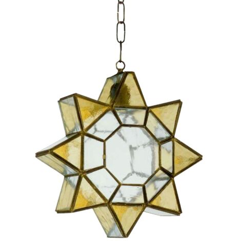 Colgante Estrella 1xe27 Ambarina Cuero/ambar Regx21x31 Cm