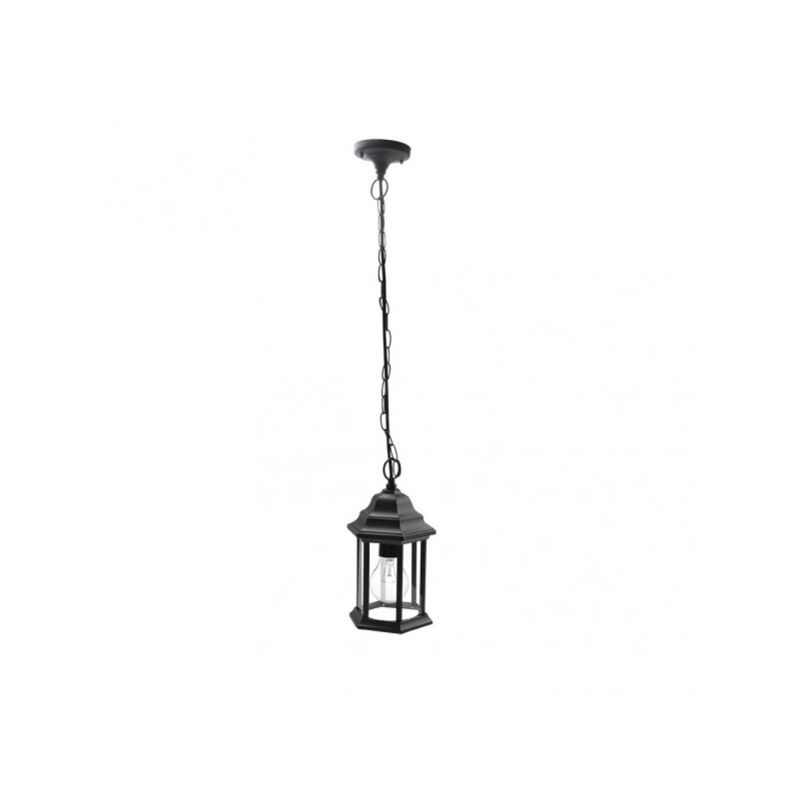 Lampe d'extérieur suspendue aluminium pollux 1xe27 noir ip44 regx17,5x17,5 cm