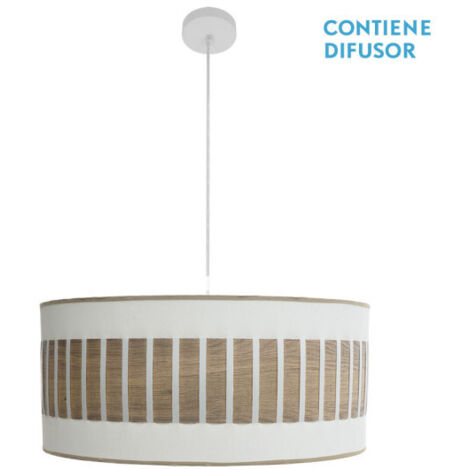 Colgante ivanna 3xe27 blanco/blanco-madera clara regx60x60 cm