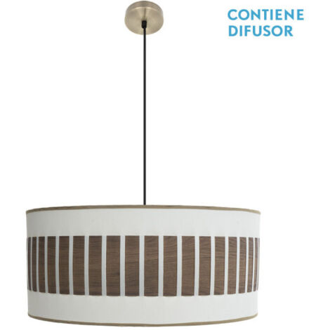 Colgante ivanna 3xe27 cuero/blanco-madera oscura regx60x60 cm