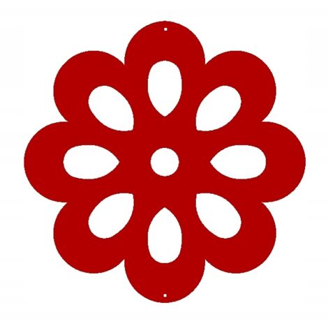 Colgante K1 con forma de flor, decoración primaveral calada en rojo.