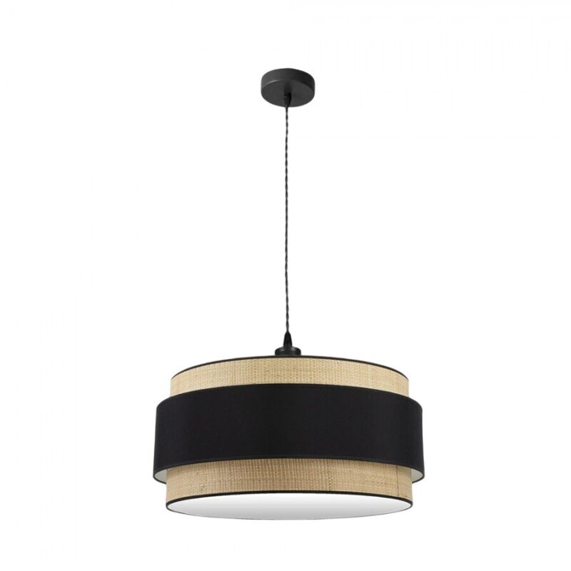 FABRILAMP Lampe suspendue naturelle/noire 3 lumières modèle Kandy FABRILAMP Lampe suspendue naturelle/noire 3 lumières modèle Kandy
