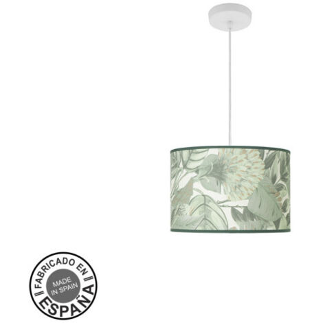 Colgante moda 1xe27 blanco/hoja verde regx30x30cm