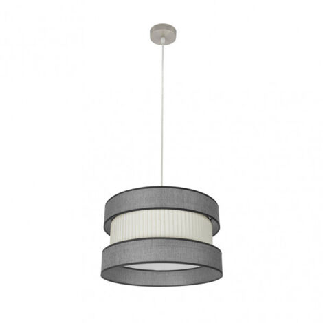 Colgante modelo HOME Niquel conpantalla gris-beis FABRILAMP