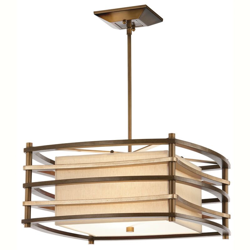 

Elstead Moxie - Barra colgante pequeña para techo de 2 luces, bronce, beige, E27