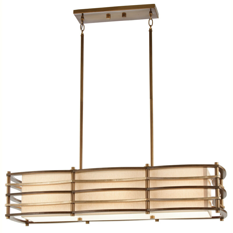 

Elstead Moxie - Lámpara colgante de 3 luces, isla, bronce claro, beige, E27