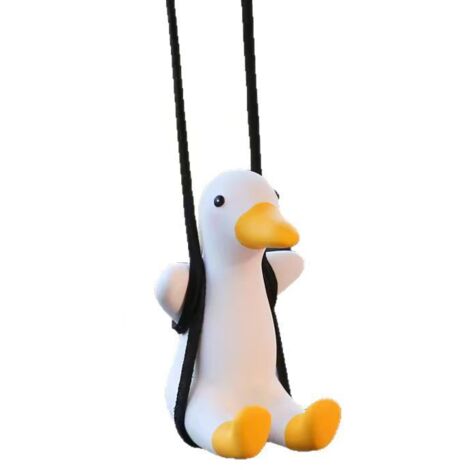 Colgante para espejo retrovisor de coche con forma de pato, decoración divertida (blanco, 1 unidad)