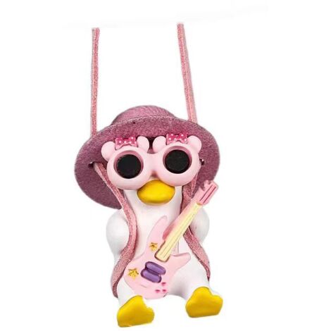 Colgante para espejo retrovisor de coche con forma de pato, decoración divertida (rosa, 1 unidad)