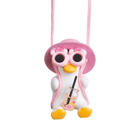 Colgante para espejo retrovisor de coche con forma de pato, decoración divertida (rosa, 1 unidad)