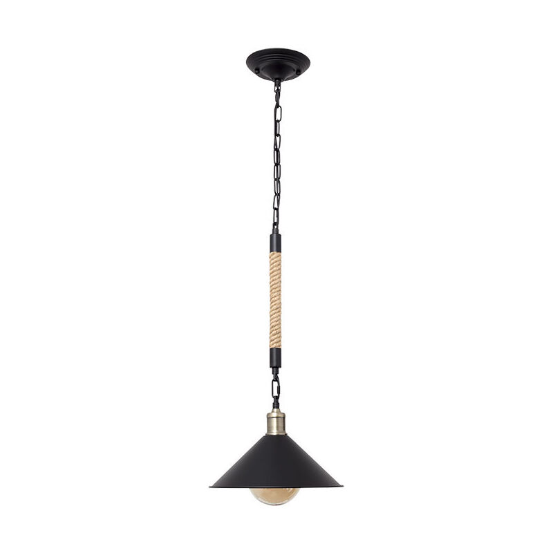 Fabrilamp - Colgante soga 1xE27 Al.Reg.xD.30cm Cuerda Negro