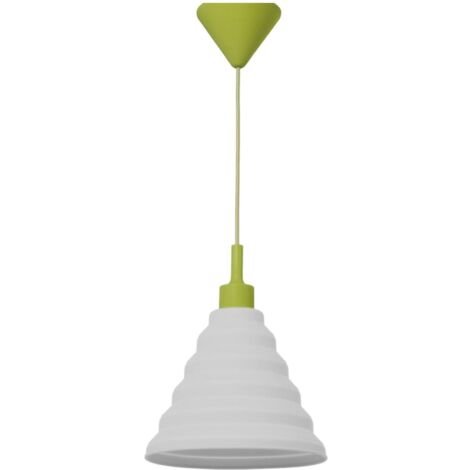 Colgante Pirámide silicona acabado blanco con verde 31 cm(alto) 25 cm(ancho) 25 cm(fondo