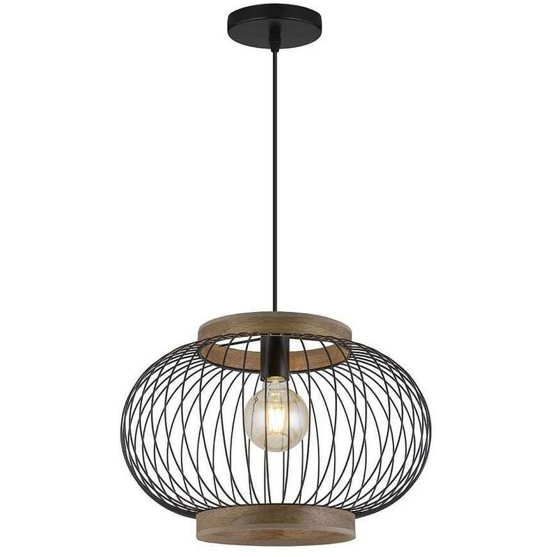 

Colgante redondo en metal-madera BALZAK 1 luz ALEMAR