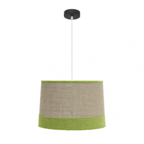 COLGANTE SERIE TIETAR de Saco y ribete de lino verde FABRILAMP