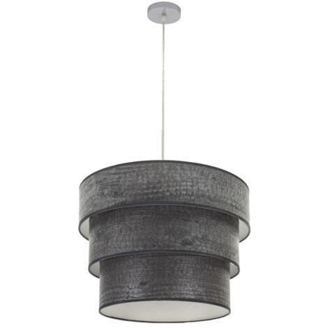Colgante triple smile 3xe27 cromo/madera negra regx50x50 cm