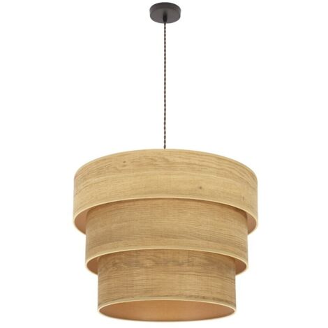 Colgante triple smile 3xe27 marron/madera clara regx50x50 cm