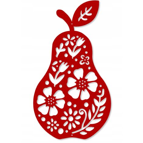 Colgante Z85 con forma de pera, adorno calado de fruta otoñal, 16 x 20 cm, rojo.
