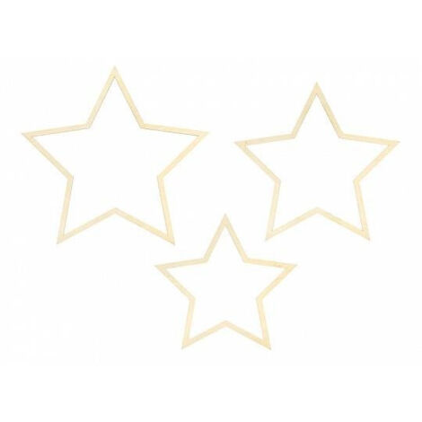 Colgantes decorativos Estrellas, madera natural, 3 uds.