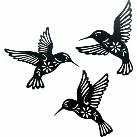 Colibrì in metallo, 3 pezzi, per interni ed esterni, da parete per balcone, regalo artistico, arredamento per la casa, patio