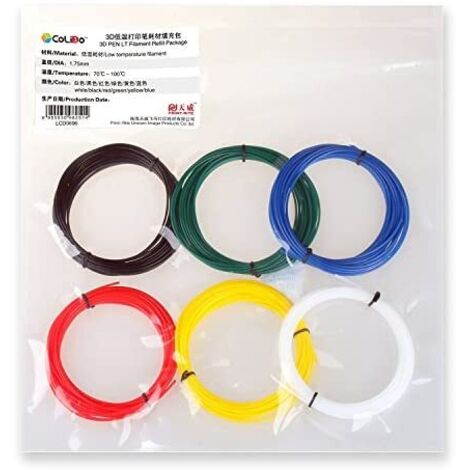 COLIDO 3D-PEN Low Temperature Filamento 1,75 PLA Blanco/Rojo/Azul/Verde/Amarillo/Negro  (20 unid. x