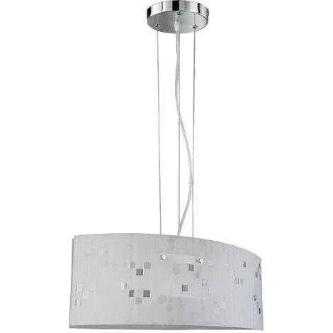 COLINA SOSPENSIONE METALLO CROMATO E VETRO SATINATO L50 D20 W60 excl. 2x E27 · max. 40W