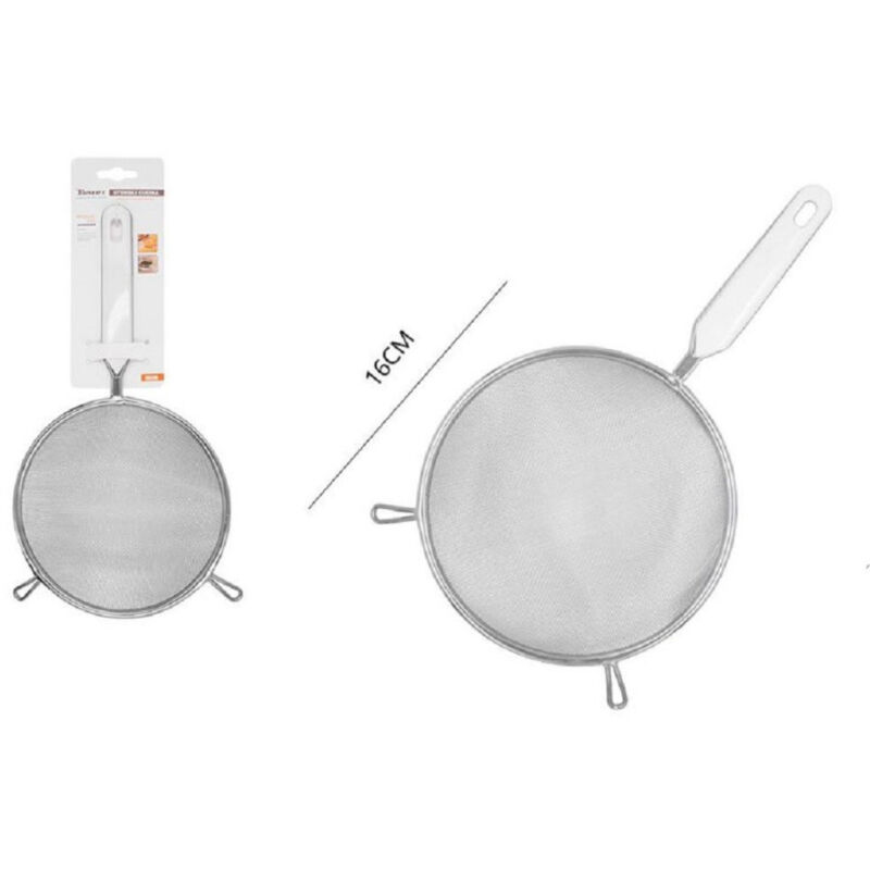 Trade Shop Traesio - Trade Shop - 16 cm maschensieb stahl küche kunststoffgriff sieb 50622 -