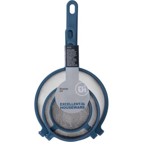 Colino in acciaio inox per setaccio prodotti cucina set da 3 -Blu