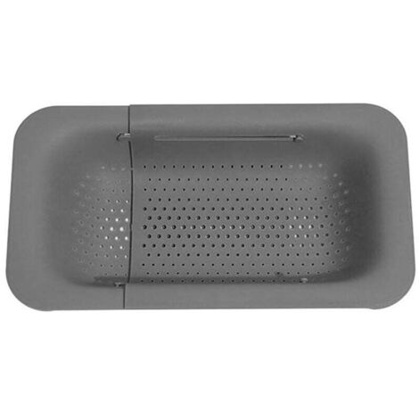 Colino per lavello, pratico colino in plastica per lavello, lava frutta e verdura, estensibile fino a 50 cm per lavori igienici in cucina, grigio chiaro