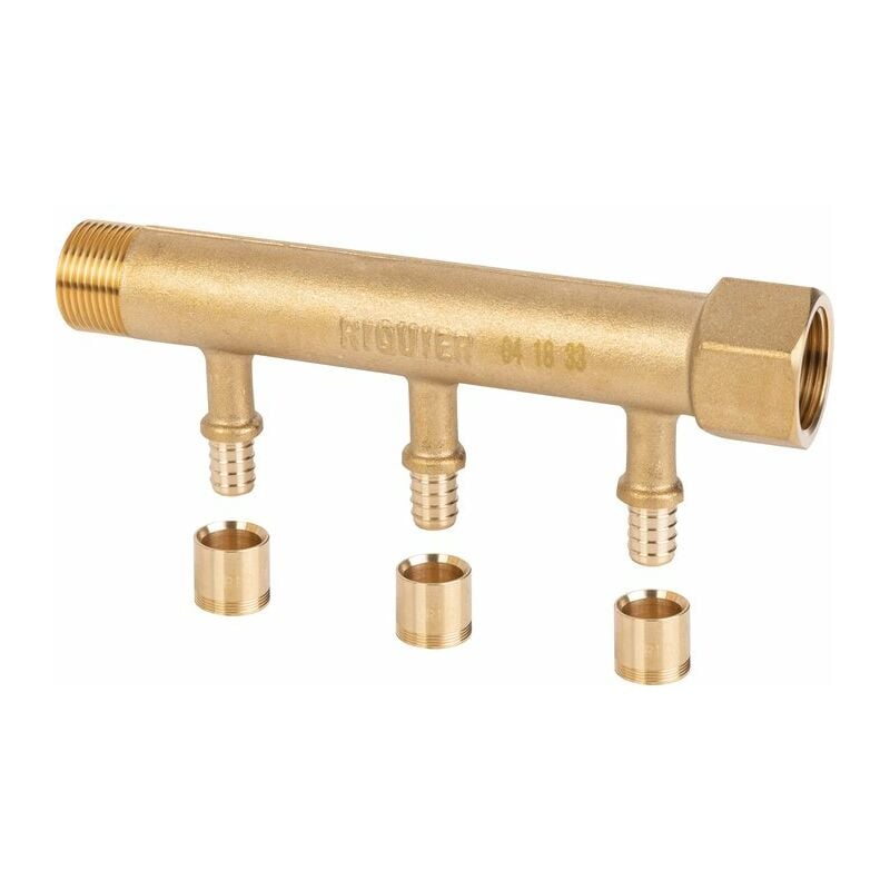 Collecteur 3 sorties - mf 3/4' - Avec départ à glissement diamètre 12 mm Riquier