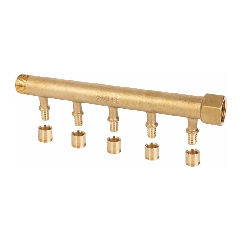 Collecteur 5 sorties - mf 3/4' - Avec départ à glissement diamètre 12 mm Riquier