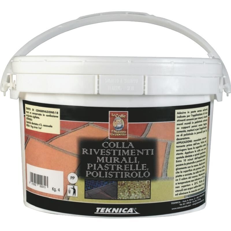 Colla adesivo in pasta rivestimenti murali-piastrelle-polistirolo 4kg TEKNICA