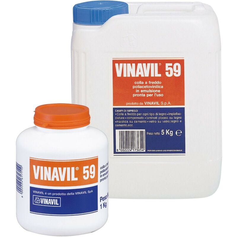 Colla Vinavil 59 adesivo acetovinilico in barattolo o tanica - 5 kg