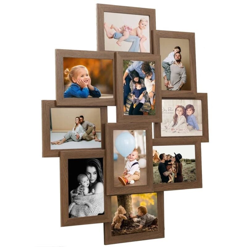 Collage de cadres photo de photo 10x(13x18 cm) Marron clair mdf