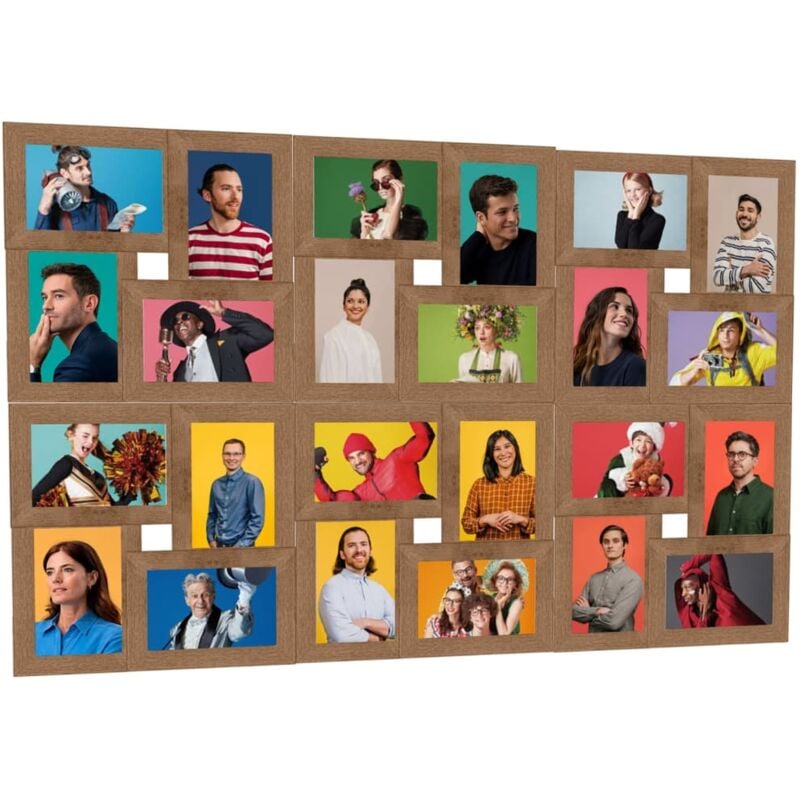 Collage de cadres photo de photo 24x(13x18 cm) Marron clair mdf Vidaxl