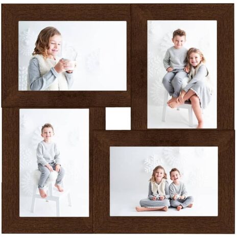 Collage de cadres photo pour photo de 4x(13x18 cm) Marron MDF CFW111099