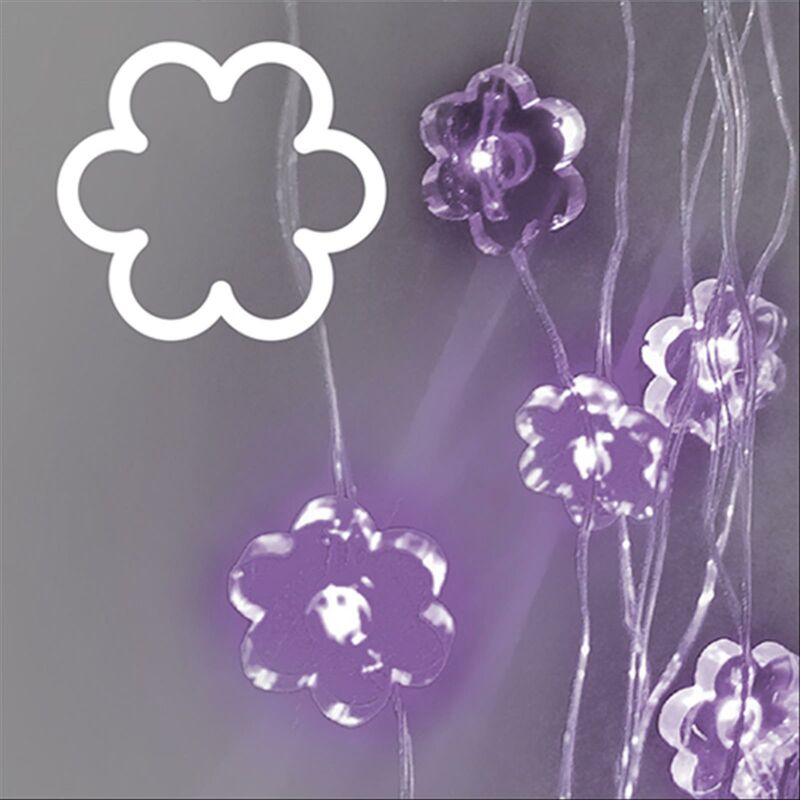 Image of Collana brilly flowers 10 fiori microled bracciale a batteria colorate (fucsia)