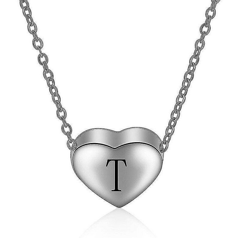 Collana con lettera t iniziale in argento sterling 925 - 18 pollici