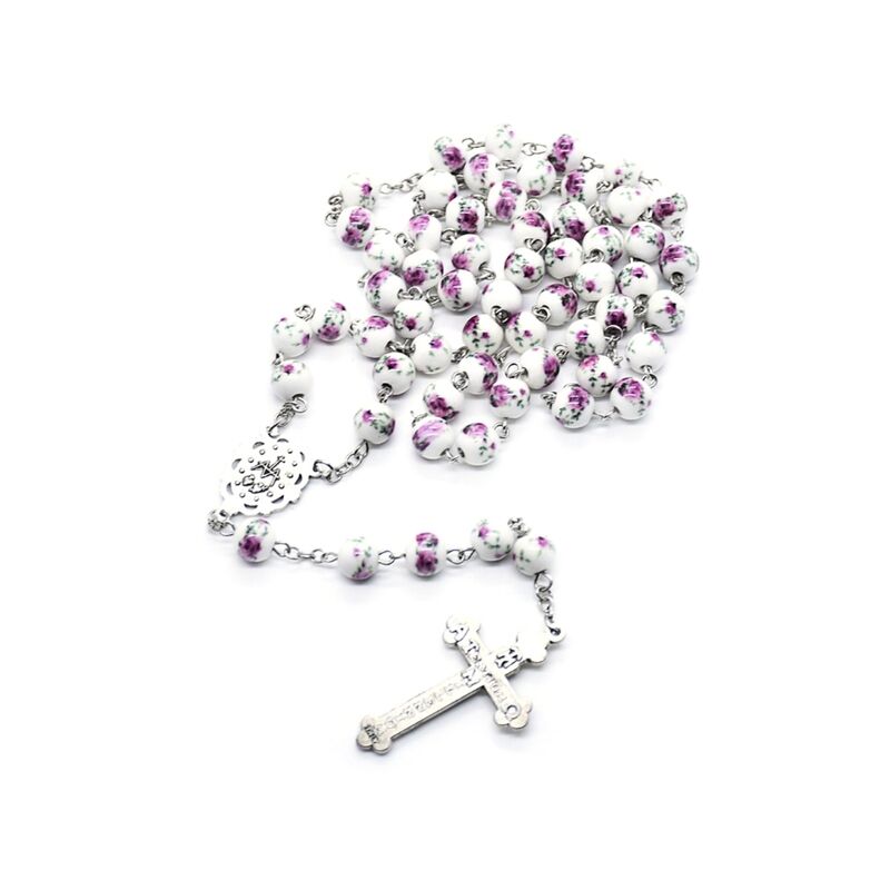 Collana di rosario con perline in ceramica