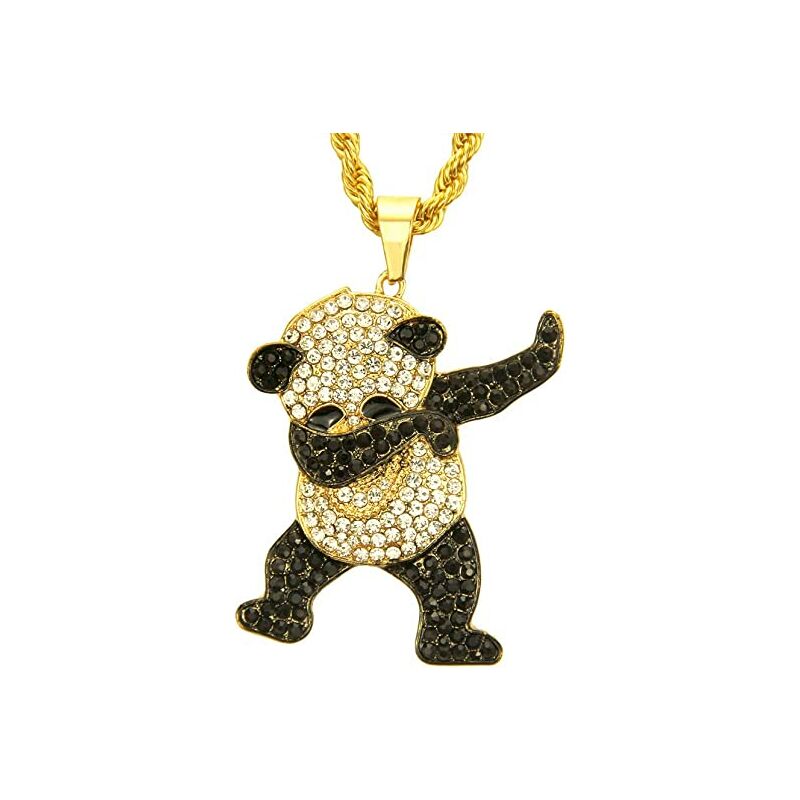 Collana hip hop con ciondolo a forma di panda con